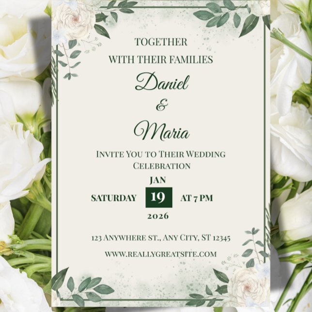 Convite Modern Minimalist Wedding Invitation Template (Modern Minimalist Wedding Invitation | Clean Geometric Ampersand Design Template)