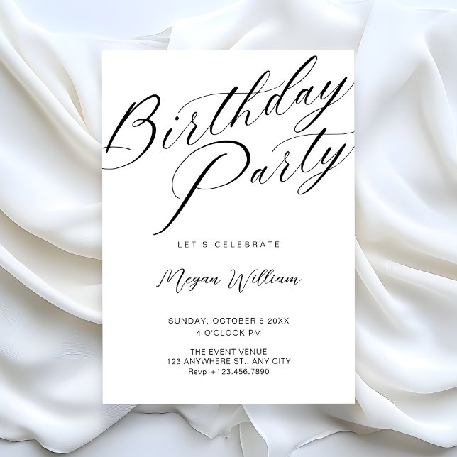 Convite Modern minimalist white birthday  (Criador carregado)
