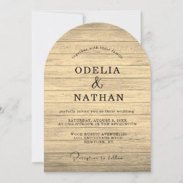 Convite Modern Minimalist Wooden Texture Wedding