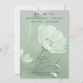 Convite Modern Mint Soft Floral Script Typography Wedding 