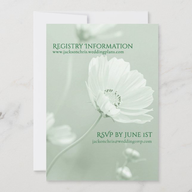Convite Modern Mint Soft Floral Script Typography Wedding  (Verso)