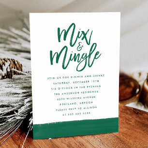 Convite Modern Mix e Mingle Green Script Holiday Party