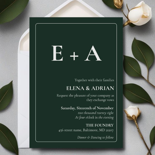 Convite Modern Moody Photo Wedding Invitation with QR code (Criador carregado)