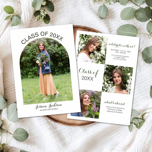 Convite Modern Multi Photo Arch High School Invitation (Criador carregado)