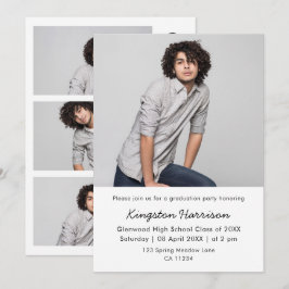 Convite Modern Multi Photo Boy Graduation Invitation