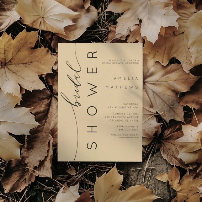 Convite Modern Muted Gold & Black Bridal Shower (Criador carregado)