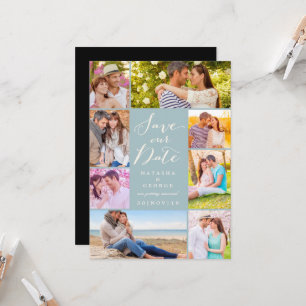 Convite Modern Na moda Script 8 Multi Photo Salve A Data