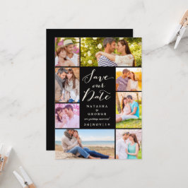 Convite Modern Na moda Script 8 Multi Photo Salve A Data