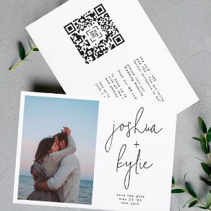Convite Modern Names Photo Custom QR code Save The Date