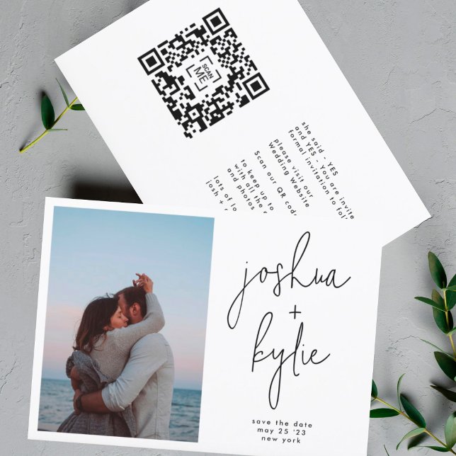 Convite Modern Names Photo Custom QR code Save The Date (Criador carregado)