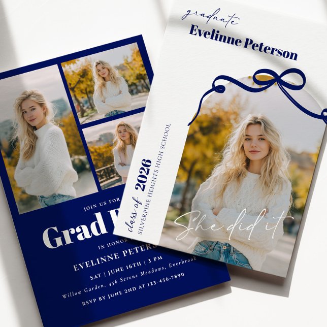 Convite Modern Navy 2026 Graduation Invitation (Criador carregado)