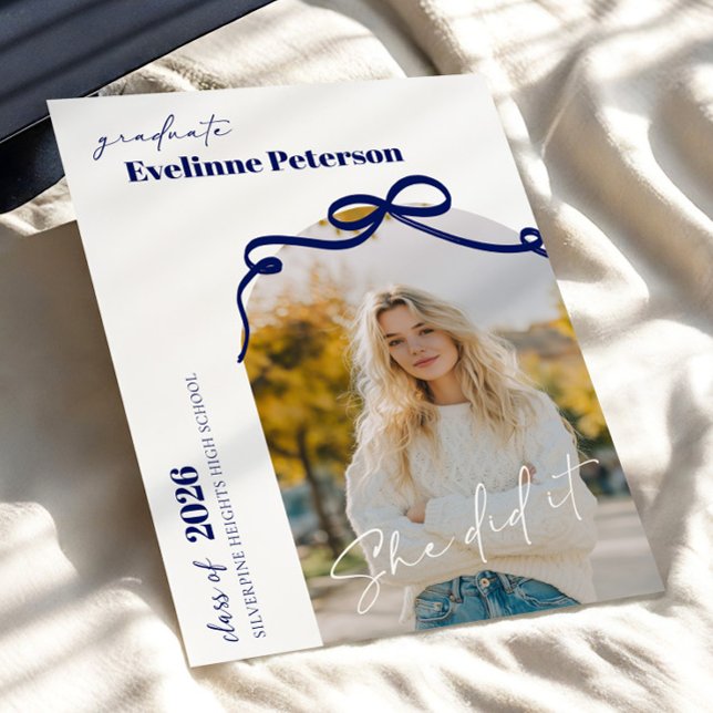 Convite Modern Navy 2026 Graduation Invitation (Criador carregado)