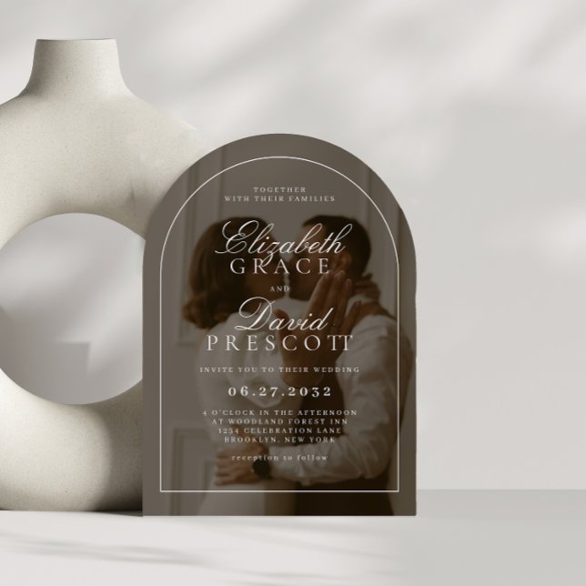 Convite Modern Old Money Photo Overlay Arch Wedding (Criador carregado)