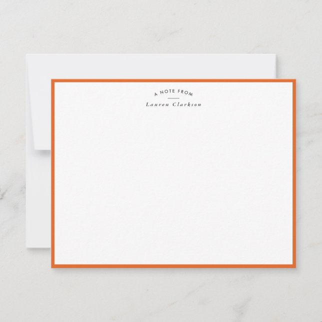 Convite Modern Orange Border Personalized Note Card (Frente)