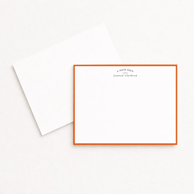 Convite Modern Orange Border Personalized Note Card (Criador carregado)