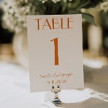 Convite Modern Orange Cream Whimsical Wedding Table Number<br><div class="desc">Modern and elegant whimsical orange and cream wedding table numbers. As you see it features a cream background with bold orange script that matched the whole suite.</div>