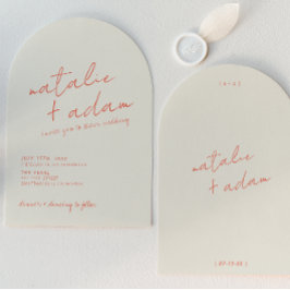 Convite Modern Orange Retro Fun Whimsical Arched Wedding