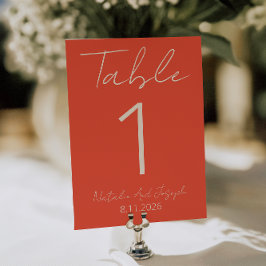 Convite Modern Orange Whimsical Fun Wedding Table Number