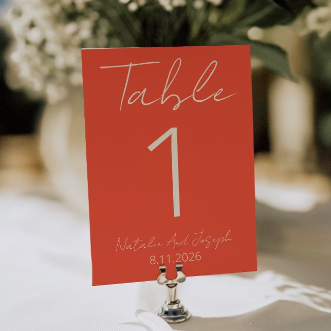 Convite Modern Orange Whimsical Fun Wedding Table Number (Criador carregado)