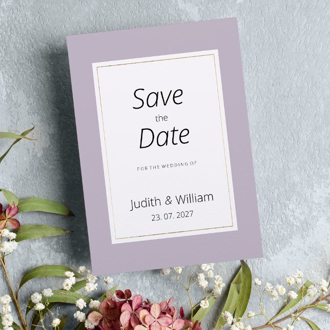 Convite Modern pastel lavender minimalist Save the Date (Modern pastel lavender minimalist Save the Date)