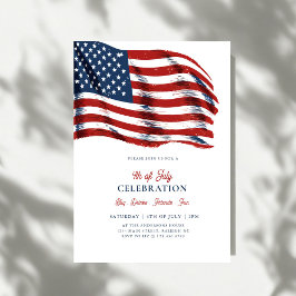 Convite Modern Patriotic American Flag 4th of July Party