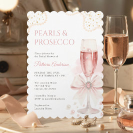 Convite Modern Pearls & Prosecco Bridal Shower Invitation