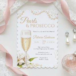 Convite Modern Pearls & Prosecco Bridal Shower Invitation