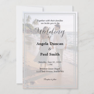 Convite Modern Photo Background Wedding Invitation Card