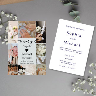 Convite Modern Photo Collage Wedding Invite