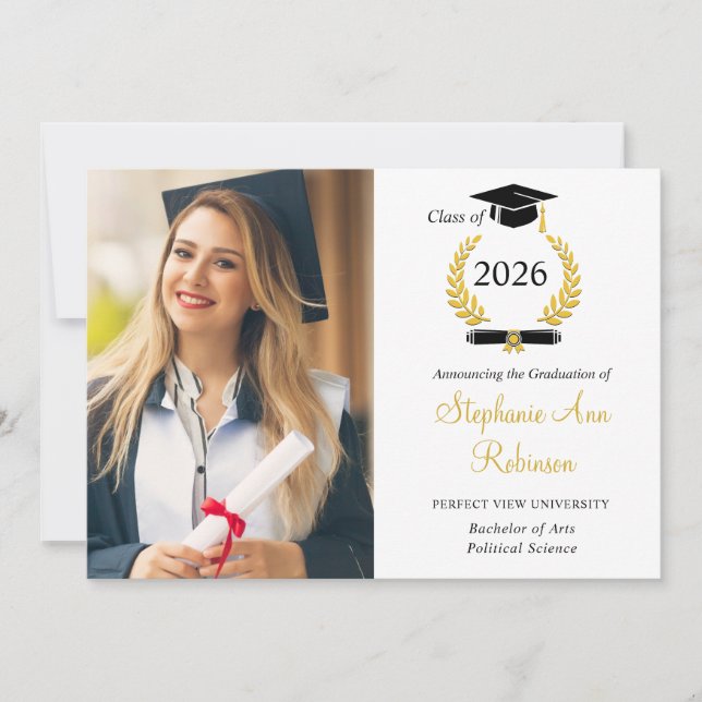 Convite Modern Photo College Graduation Announcement (Frente)