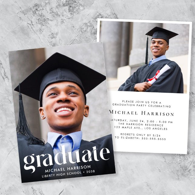 Convite Modern Photo Graduation Party (Modern Photo Graduation Party Invitation)