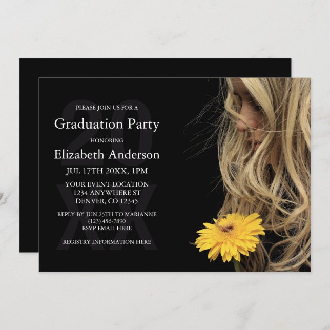 Convite Modern Photo Graduation Party (Frente/Verso)
