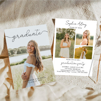 Convite Modern Photo Graduation Party Invitation