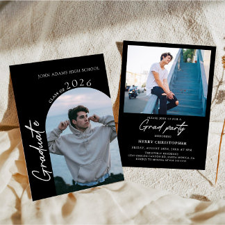 Convite Modern Photo Graduation Party Invitation