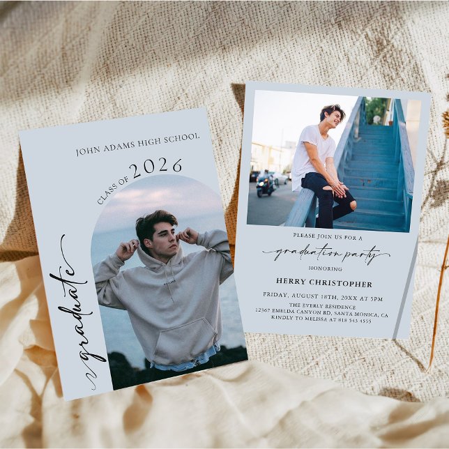 Convite Modern Photo Graduation Party Invitation (Criador carregado)