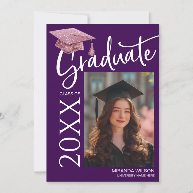 Convite Modern Photo Graduation Party Invite Announcement (Frente)