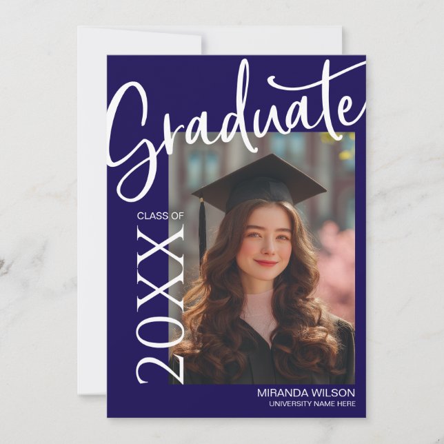 Convite Modern Photo Graduation Party Invite Announcement (Frente)