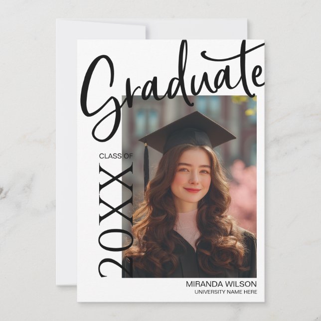 Convite Modern Photo Graduation Party Invite Announcement (Frente)
