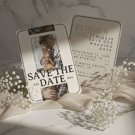 Convite Modern Photo Grid with Bold Serif Save the Date