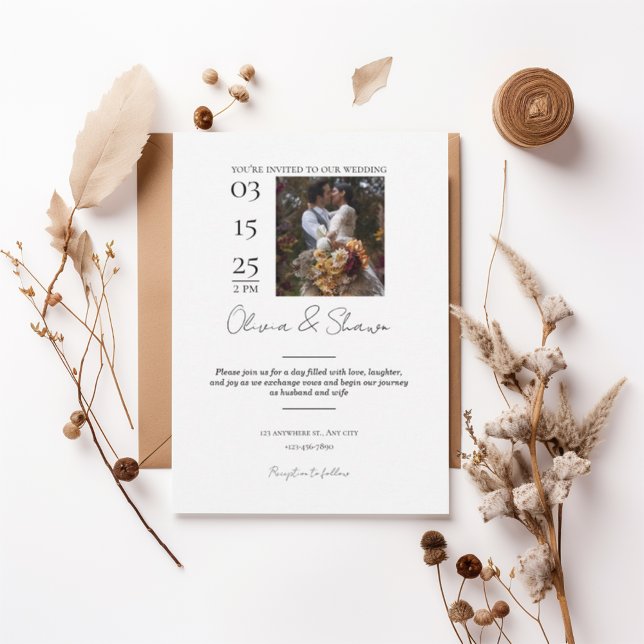 Convite Modern Photo Wedding Invitation (Criador carregado)