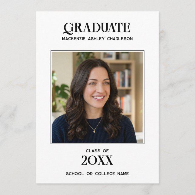 Convite Modern PhotoName Graduation Announcement (Frente)