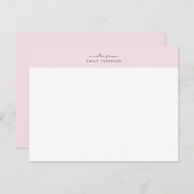 Convite Modern pink and white a note from flat card (Frente/Verso)