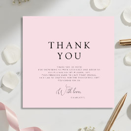 Convite Modern Pink Bridal Shower Thank You Card