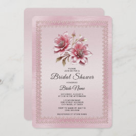 Convite Modern Pink Flowers Bridal Shower Invitation