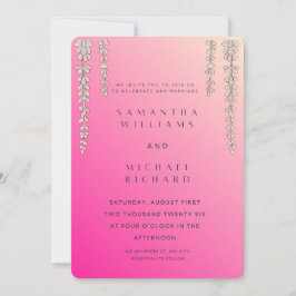 Convite Modern Pink Ombre Wisteria Wedding Invitation - Cu