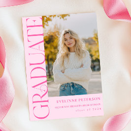 Convite Modern Pink Photo Graduation Invitation