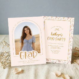 Convite Modern Pink Photo Graduation Party Announcement