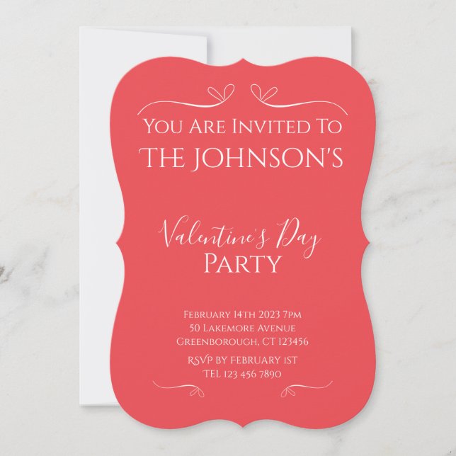 Convite Modern Pink Red Valentines Day Party Invitation (Frente)