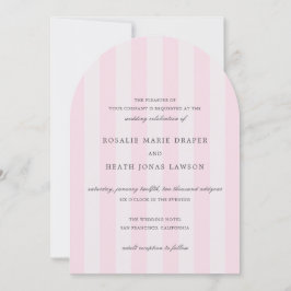 Convite Modern Pink Stripes Elegant Wedding