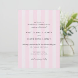 Convite Modern Pink Stripes Elegant Wedding